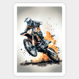 Dirt bike wheelie - splashed paint - white background Sticker